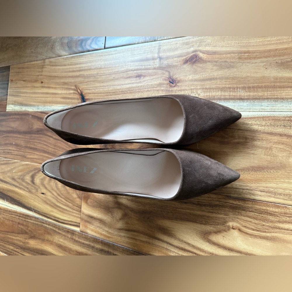 Inez chocolate suede pumps